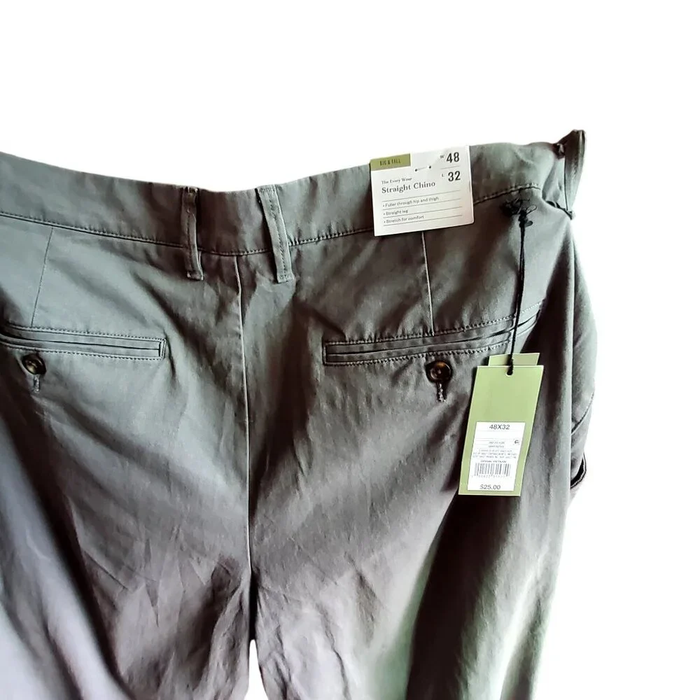 Goodfellow & Co Mens Straight Chino Pants 48W 32L Gray Cotton/Spandex